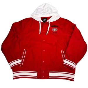 Darius Rucker San Francisco 49ers Jacket Men XL Red Varsity Hooded Snap‎ NFL NWT